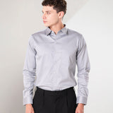 Benedict Silver Cotton Plain Shirt