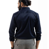 Benedict Navy Blue Cotton Plain Shirt