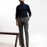 Benedict Navy Blue Cotton Plain Shirt