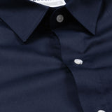 Benedict Navy Blue Cotton Plain Shirt