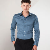 Benedict Grey Cotton Plain Shirt