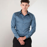 Benedict Grey Cotton Plain Shirt