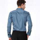 Benedict Grey Cotton Plain Shirt- Bullane