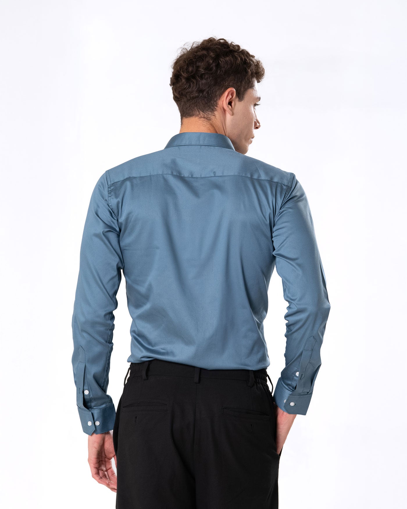 Benedict Grey Cotton Plain Shirt- Bullane