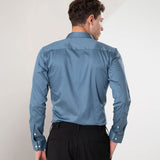 Benedict Grey Cotton Plain Shirt