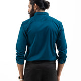 Benedict Teal Cotton Plain Shirt