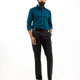 Benedict Teal Cotton Plain Shirt