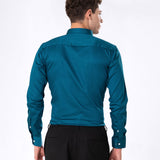 Benedict Teal Cotton Plain Shirt- Bullane