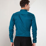 Benedict Teal Cotton Plain Shirt
