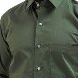 Benedict Olive Cotton Plain Shirt