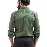 Benedict Olive Cotton Plain Shirt