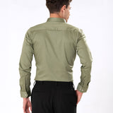 Benedict Olive Cotton Plain Shirt- Bullane