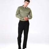Benedict Olive Cotton Plain Shirt- Bullane