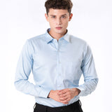 Benedict Sky Blue Cotton Plain Shirt- Bullane