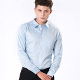 Benedict Sky Blue Cotton Plain Shirt- Bullane