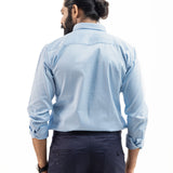 Benedict Sky Blue Cotton Plain Shirt