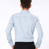 Benedict Sky Blue Cotton Plain Shirt- Bullane