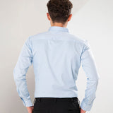 Benedict Sky Blue Cotton Plain Shirt
