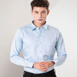 Benedict Sky Blue Cotton Plain Shirt
