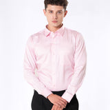 Benedict Pink Cotton Plain Shirt- Bullane