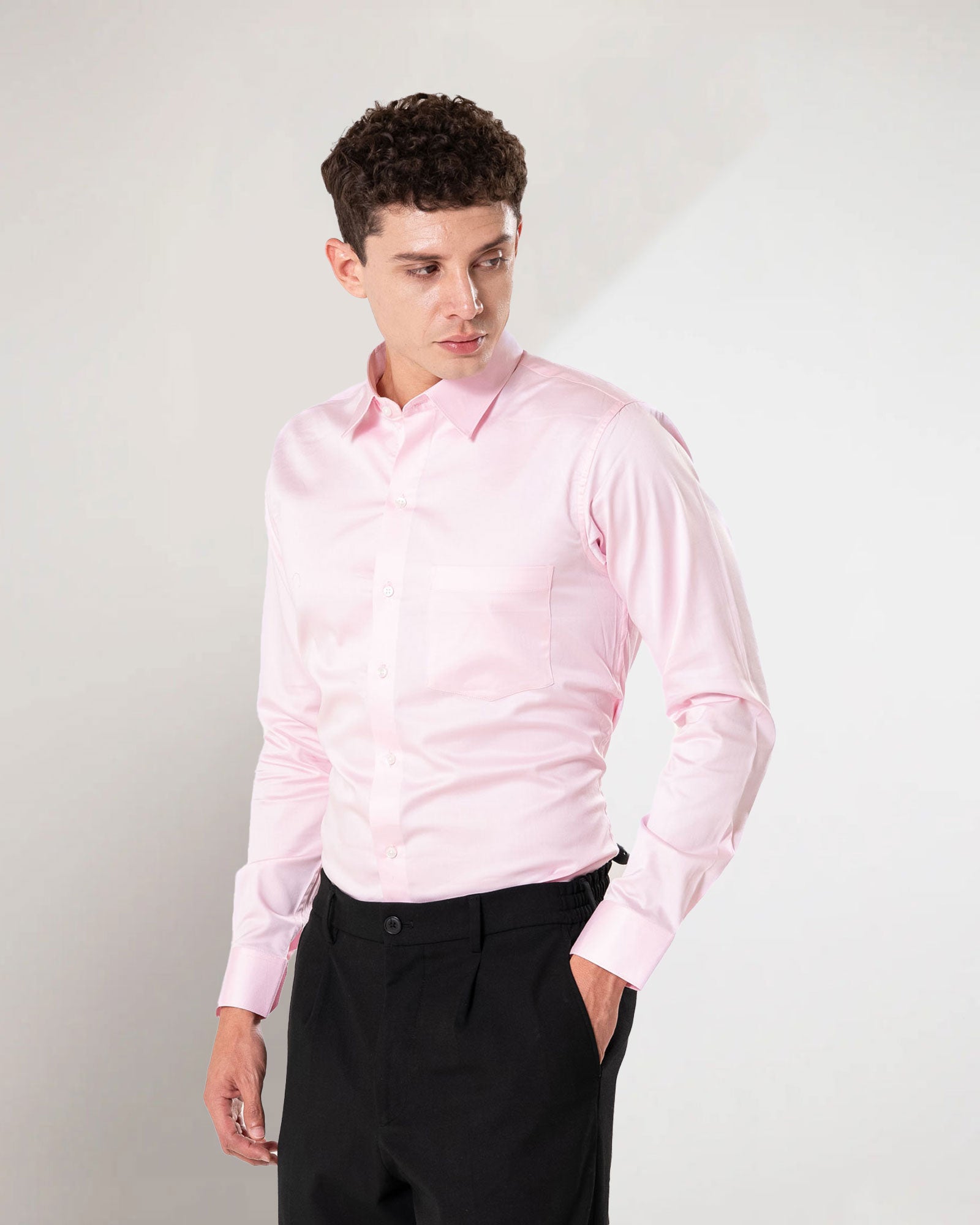 Benedict Pink Cotton Plain Shirt