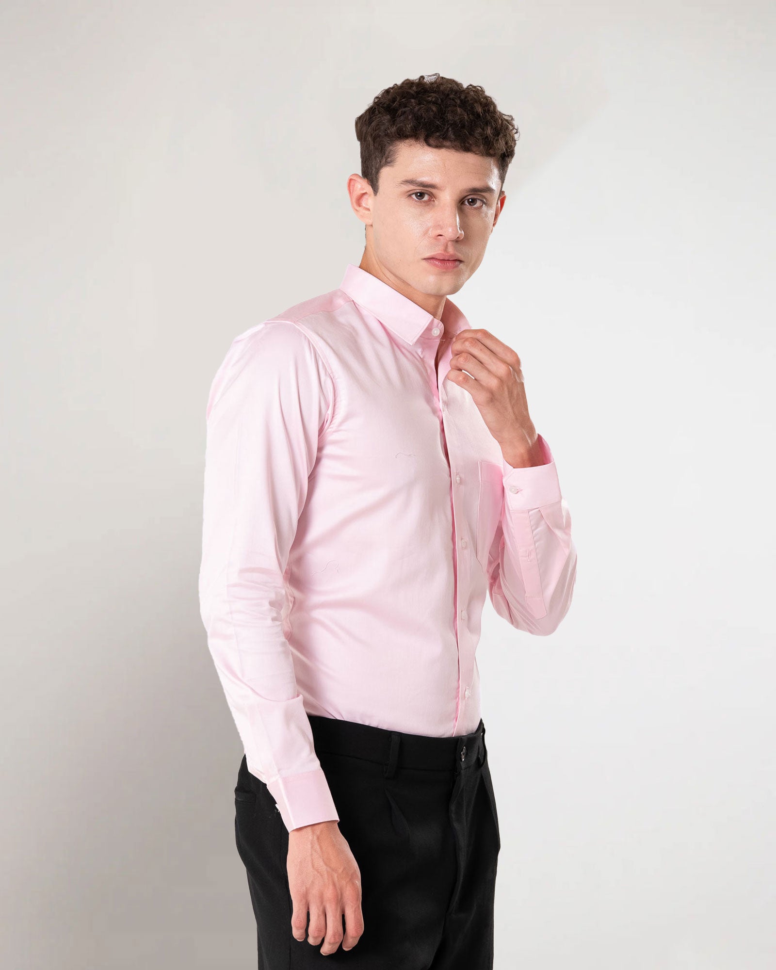 Benedict Pink Cotton Plain Shirt