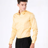 Benedict Yellow Cotton Plain Shirt- Bullane