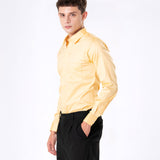 Benedict Yellow Cotton Plain Shirt- Bullane