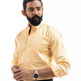 Benedict Yellow Cotton Plain Shirt