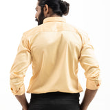 Benedict Yellow Cotton Plain Shirt