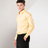 Benedict Yellow Cotton Plain Shirt