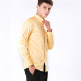 Benedict Yellow Cotton Plain Shirt- Bullane