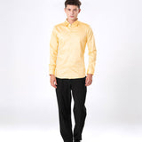 Benedict Yellow Cotton Plain Shirt- Bullane