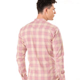 Clarion Orange Cotton Checks Mandarin Shirt - Bullane
