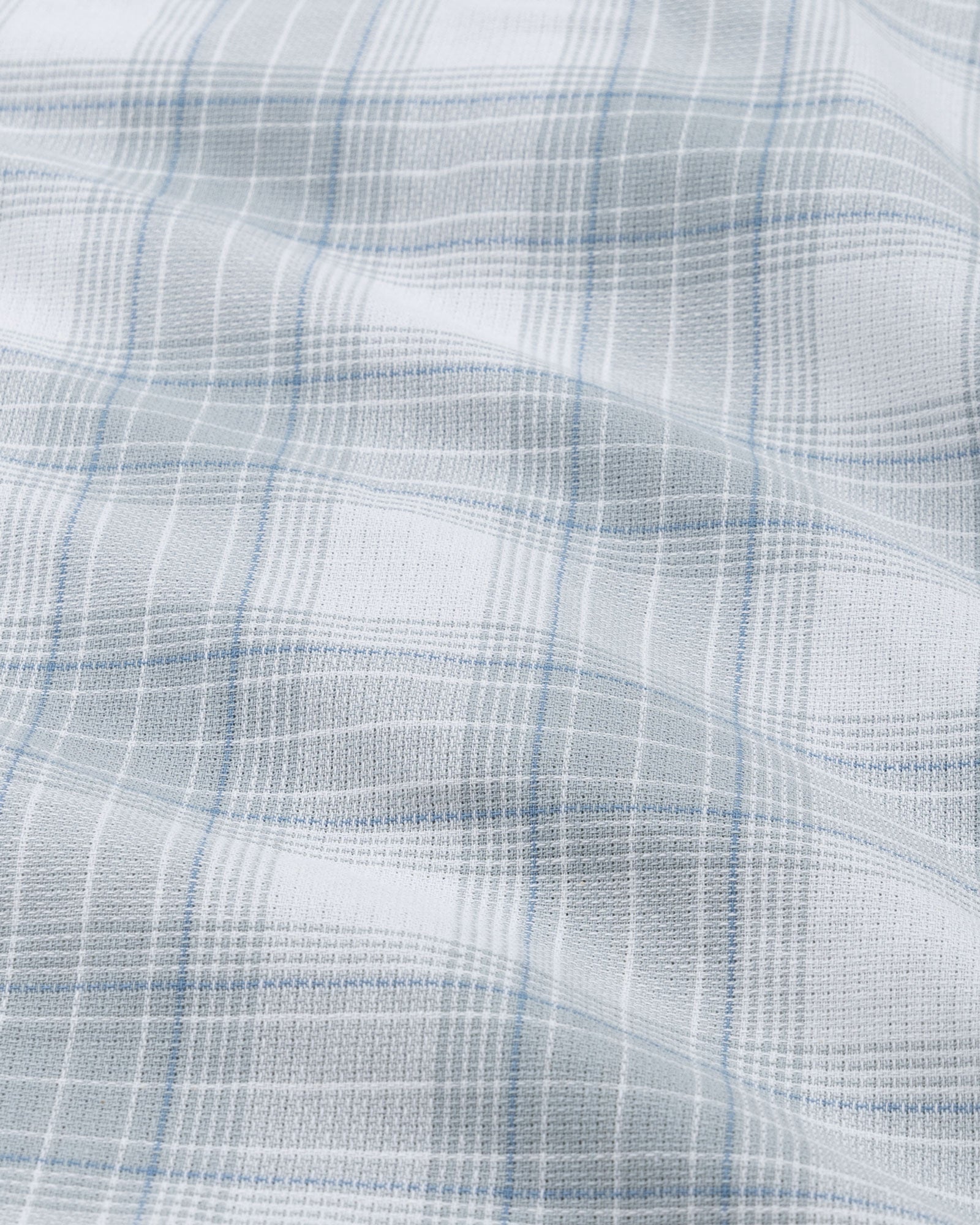 Clarion Silver Cotton Checks Mandarin Shirt
