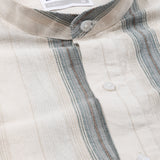 Clarion Brown Cotton Stripe Mandarin Shirt