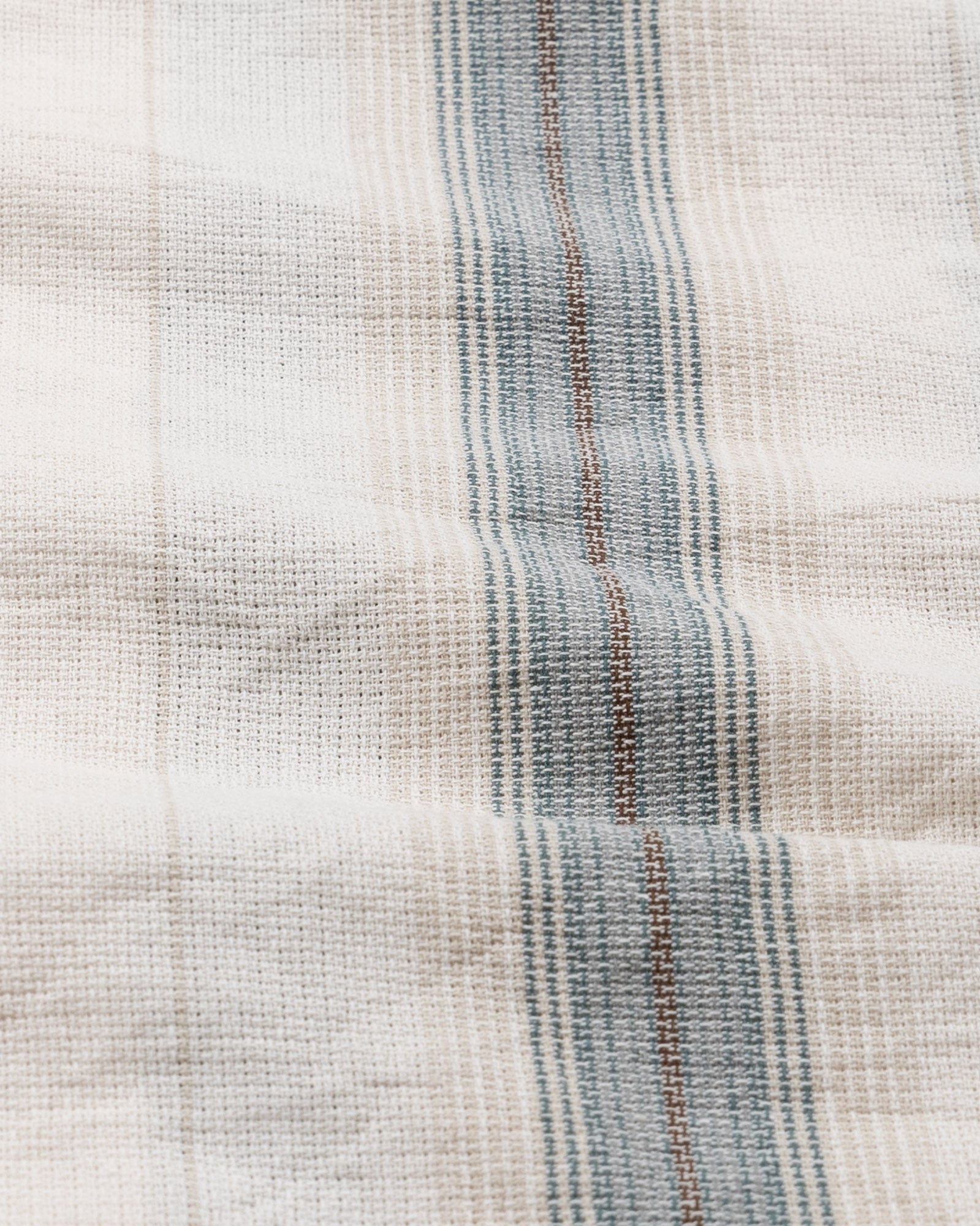 Clarion Brown Cotton Stripe Mandarin Shirt