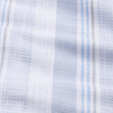 Clarion Blue Linen Stripe Mandarin Shirt