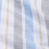 Clarion Blue And Grey Linen Stripe Mandarin Shirt