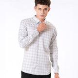 Amster Silver Cotton Geometric Print Shirt - Bullane