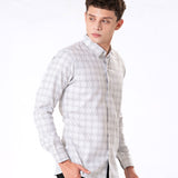 Amster Silver Cotton Geometric Print Shirt - Bullane