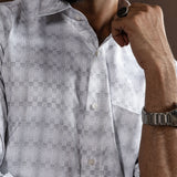 Amster Silver Cotton Geometric Print Shirt