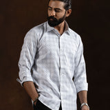 Amster Silver Cotton Geometric Print Shirt