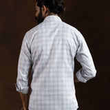 Amster Silver Cotton Geometric Print Shirt