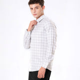Amster Silver Cotton Geometric Print Shirt - Bullane