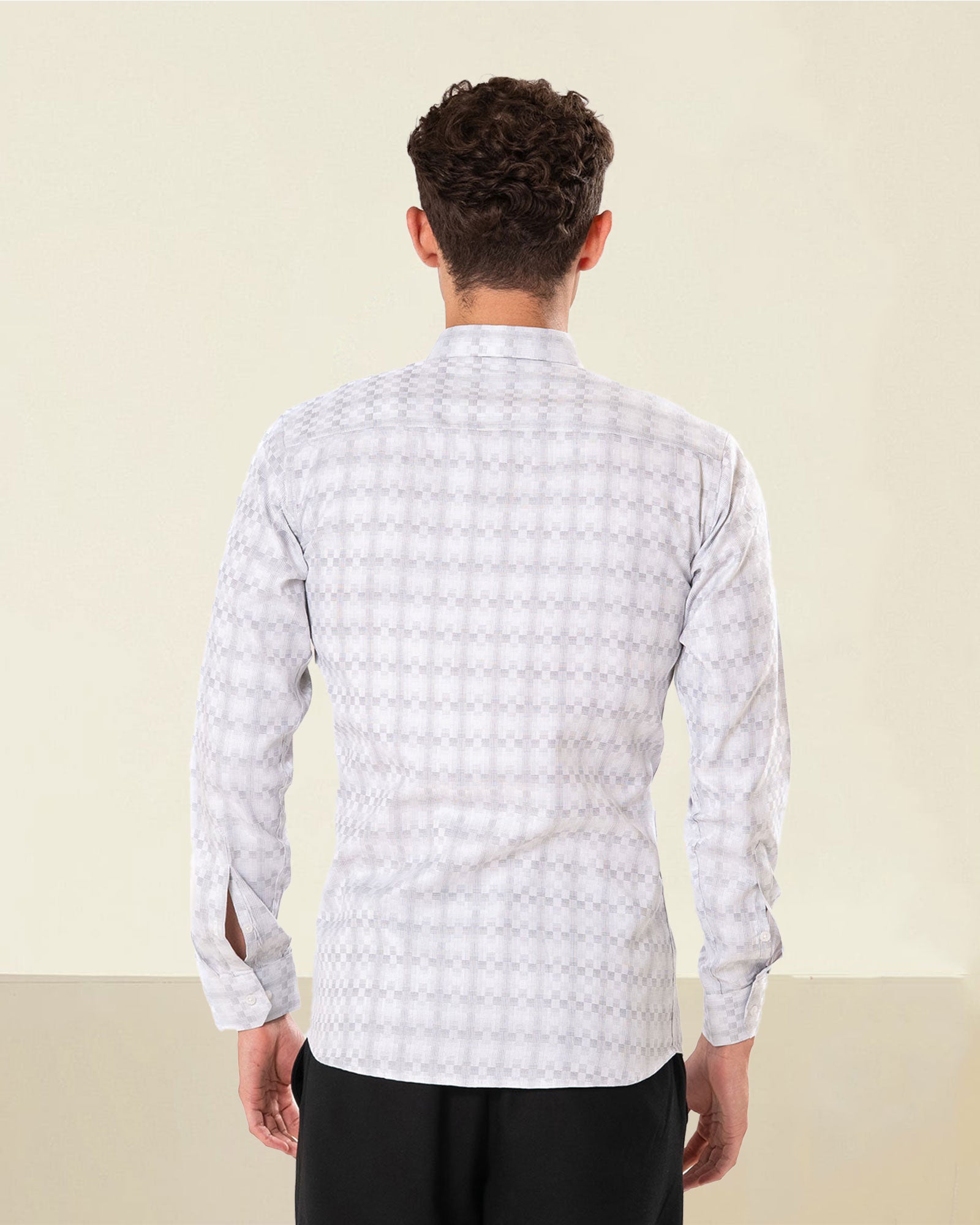 Amster Silver Cotton Geometric Print Shirt