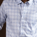 Amster Blue Cotton Geometric Print Shirt