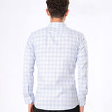 Amster Blue Cotton Geometric Print Shirt - Bullane