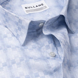Amster Blue Cotton Geometric Print Shirt