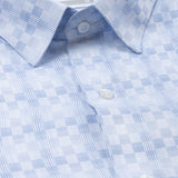 Amster Blue Cotton Geometric Print Shirt